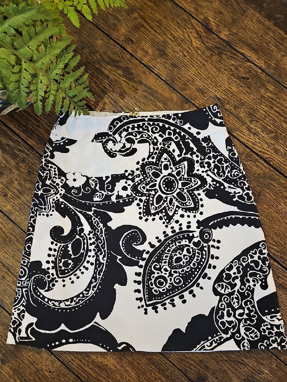 Kate Spade Black & White Paisley Mini Skirt